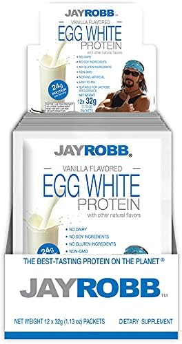 Jay Robb Vanilla Egg White Protein Powder, Low Carb, Keto, Vegetarian, Gluten Free, Lactose Free, No Sugar Added, No Fat, No Soy, Nothing Artificial, Non-GMO, Best-Tasting (Individual Packets)