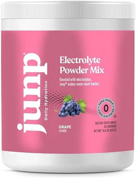 JUNP Electrolytes Powder No Sugar No Carbs – Vine Ripened Grape Infused Drink Mix - Potassium & Salt Electrolyte Hydration Powder Zero Calorie Sugar Free Electrolyte Powder,180 Servings