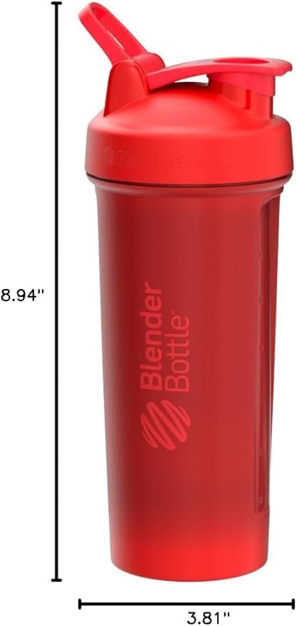 BlenderBottle Classic V2 Shaker Bottle Perfect for Protein Shakes and Pre Workout, 28-Ounce, Red
