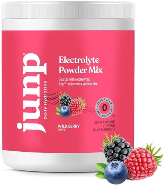 JUNP Electrolytes Powder No Sugar No Carbs – Wild Berry Fruit Flavor Drink Mix - Potassium & Salt Electrolyte Hydration Powder Zero Calorie Sugar Free Electrolyte Powder, Keto Friendly, 180 Servings