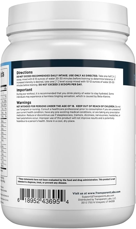 Transparent Labs Bulk Pre Workout Powder - Naturally Sweetened Advanced Pre-Workout Formula for Muscle Building and Strength - 30 Servings, Watermelon