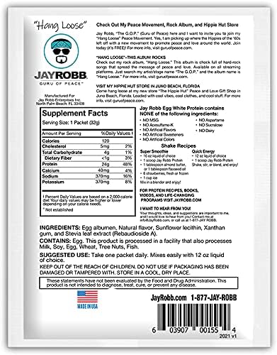 Jay Robb Vanilla Egg White Protein Powder, Low Carb, Keto, Vegetarian, Gluten Free, Lactose Free, No Sugar Added, No Fat, No Soy, Nothing Artificial, Non-GMO, Best-Tasting (Individual Packets)