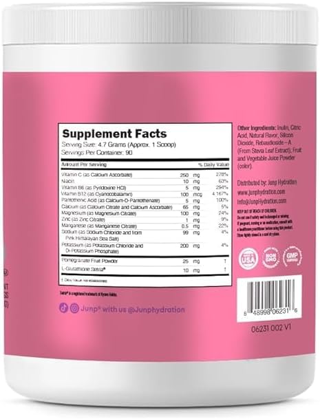 JUNP Electrolytes Powder No Sugar No Carbs – Vine Ripened Grape Infused Drink Mix - Potassium & Salt Electrolyte Hydration Powder Zero Calorie Sugar Free Electrolyte Powder,180 Servings