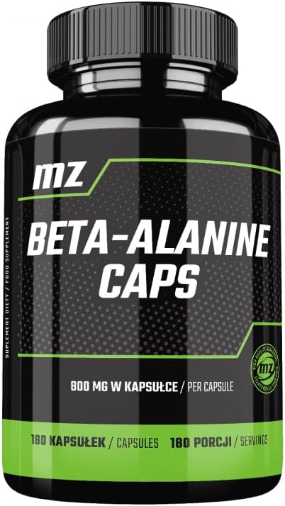 Beta Alanine 800 mg pro Capsule - 180 Vegan Capsules - 2 Months Supply - Amino Acid Supplement for Enhanced Athletic Performance - by MZ