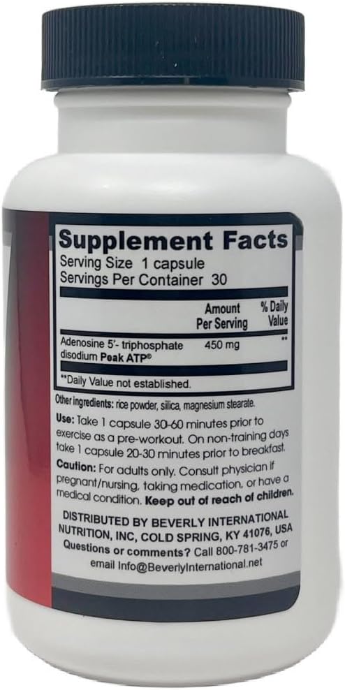 Beverly International Peak ATP® - Unlock Your Competitive Edge - PRE-Workout. Non-Stimulant Energy Source. Fuels Your Muscle. Increase Power, Strength, Muscle Mass, Reduce Fatigue, 30 Caps