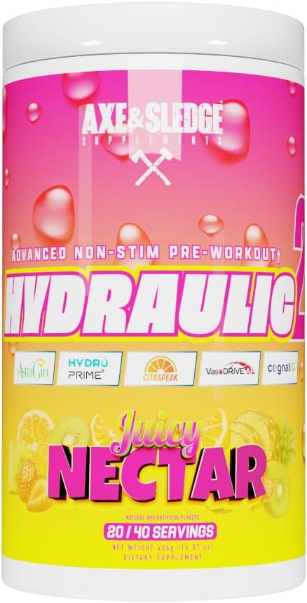 Axe & Sledge Supplements Hydraulic Stimulant-Free Pump Pre-Workout Powder, 40 Servings, (Pack of 1) (Juicy Nectar)