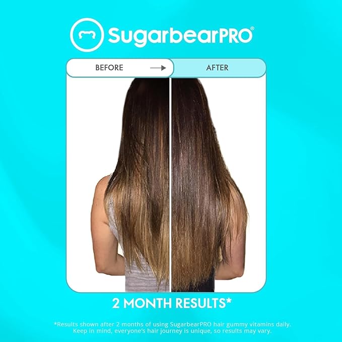 Sugarbear Hair Vitamin Gummy 1 Month Supply & 1 Pure Batana Natural Hair Growth Oil-Extra Strength Biotin 6000mcg, Women, Men, Vegan Vitamin B12, MSM, Inositol, Elderberry, Kosher, Halal, Cruelty-Free