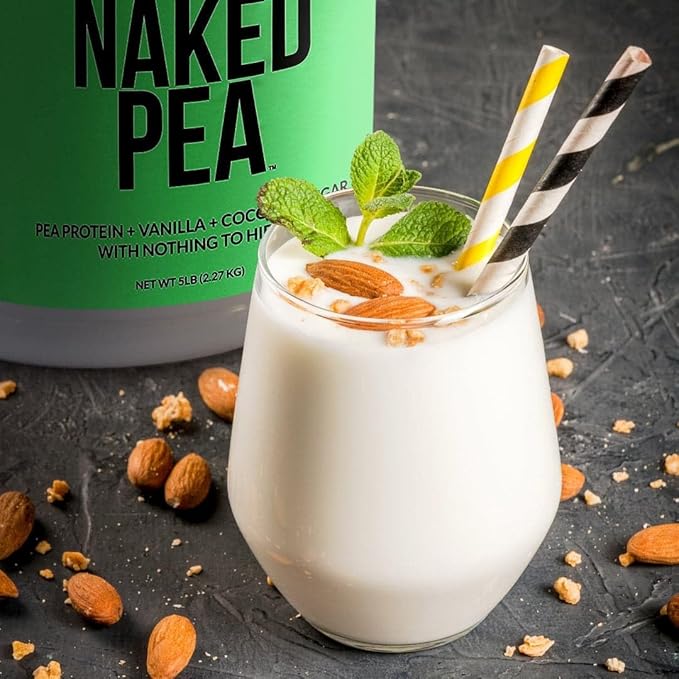 Naked Nutrition Vanilla Pea Protein Isolate from North American Farms, Only 3 Ingredients, Vanilla Vegan Protein, Gluten-Free, Soy Free, GMO Free - 1LB