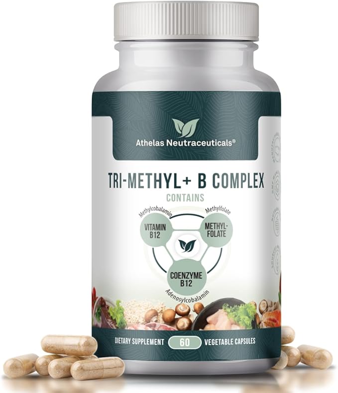 Tri-Methyl+ B Complex - Full Spectrum Methyl B Complex Vitamin Supplement with Active Forms of B12 Methylcobalamin, Adenosylcobalamin, and Methylfolate - Methylated B Vitamins