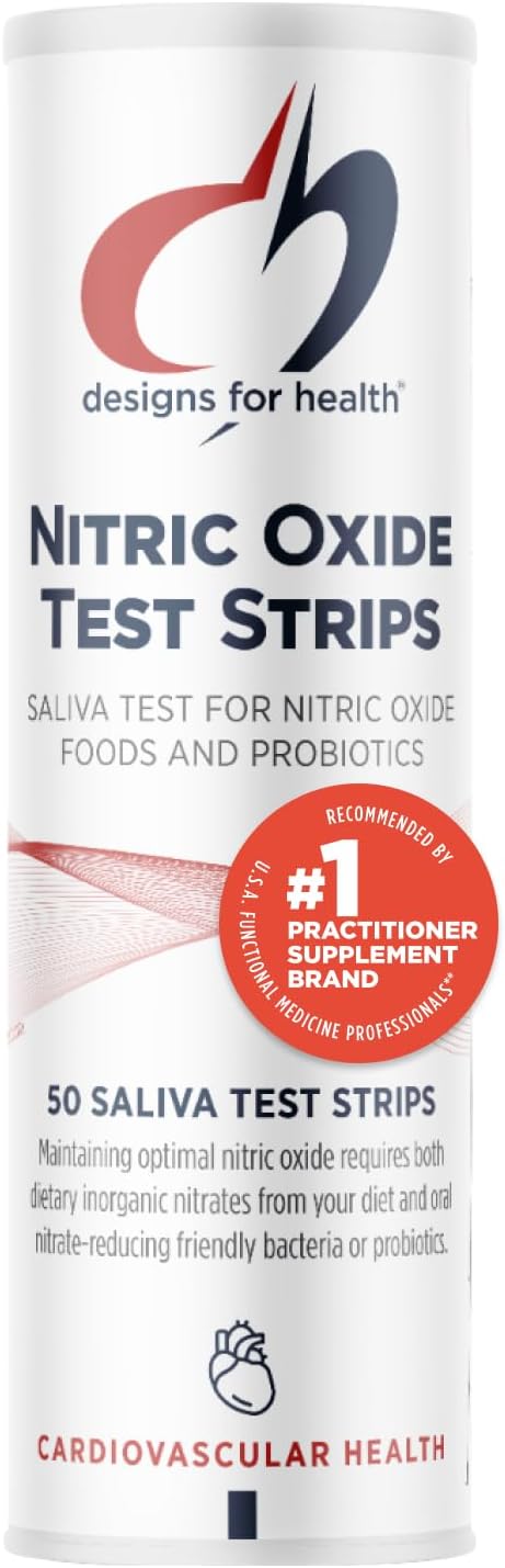Designs for Health Nitric Oxide Test Strips Saliva Test - Results in Just 10 Seconds - Support Athletes, Healthy Aging, Cardiovascular Health (50 Saliva Test Strips)