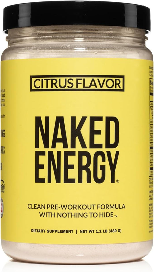 Naked Citrus Naked Energy - Citrus Flavored Clean Pre Workout Supplement for Men and Women, Vegan Friendly, No Added Sweeteners, Colors Or Flavors - 30 Servings