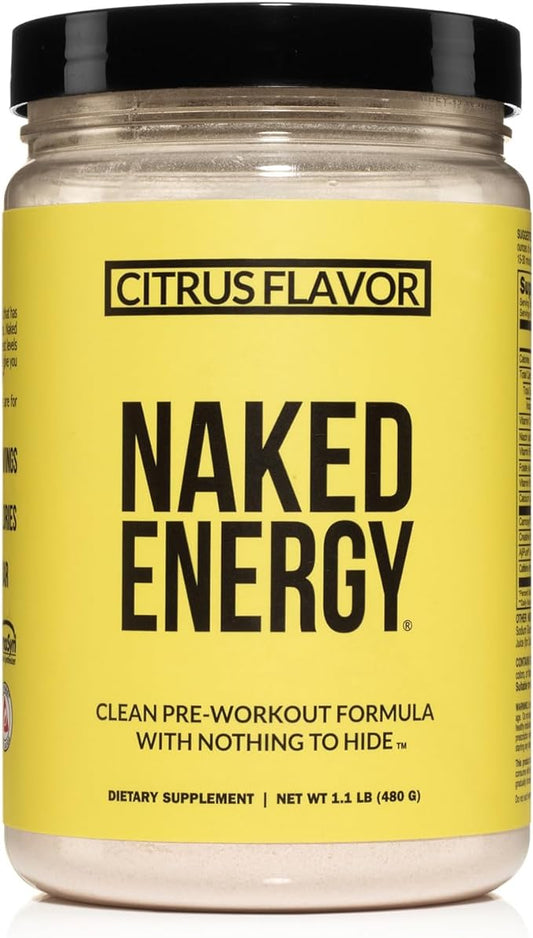 Naked Citrus Naked Energy - Citrus Flavored Clean Pre Workout Supplement for Men and Women, Vegan Friendly, No Added Sweeteners, Colors Or Flavors - 30 Servings