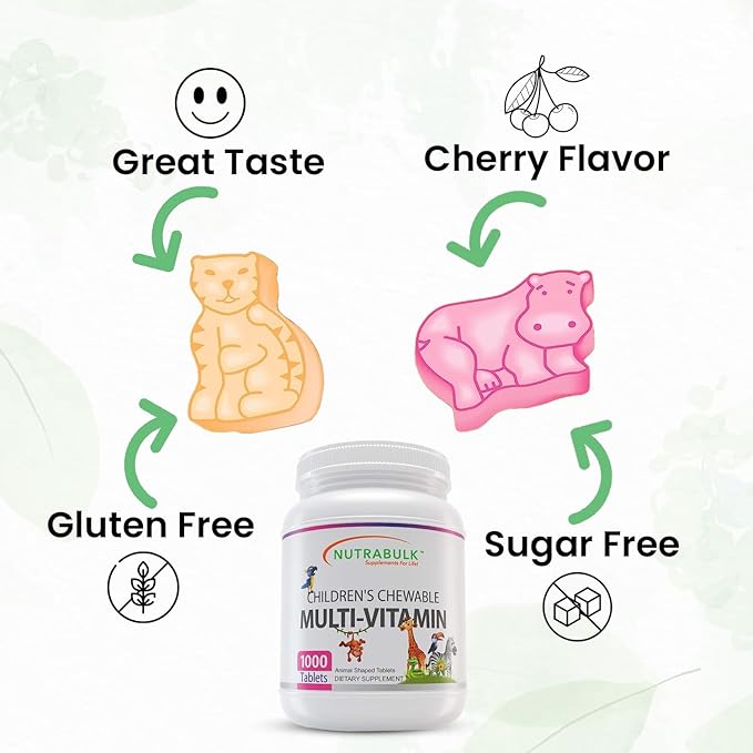 Children's Chewable Multivitamin Tablets for Overall Well Being - Fun Animal Shapes & Cherry Flavor- Multivitamins for Kids' Daily Nutritional Needs - 12000 Count (12 Bottles of 1000)