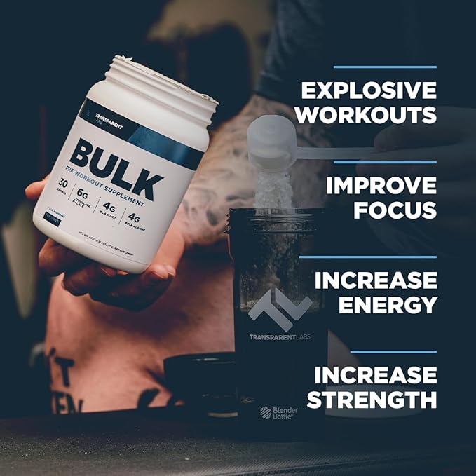 Transparent Labs Bulk Pre Workout Powder - Naturally Sweetened Advanced Pre-Workout Formula for Muscle Building and Strength - 30 Servings, Sour Grape