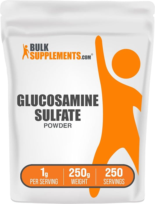 BulkSupplements.com Glucosamine Sulfate Powder - Glucosamine Supplement, Glucosamine Powder - for Joint Support, Gluten Free, 1000mg per Serving, 250g (8.8 oz) (Pack of 1)