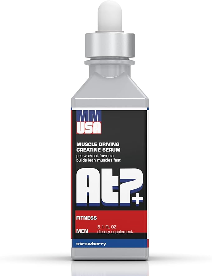 ATP+ for Men Pre-Workout Creatine Serum. Instant Energy, Power, Strength & Endurance. Boosts Muscle Growth, Bodybuilding Performance. with Amino Acids & Glucosamine. Strawberry, 5.1 Fl Oz