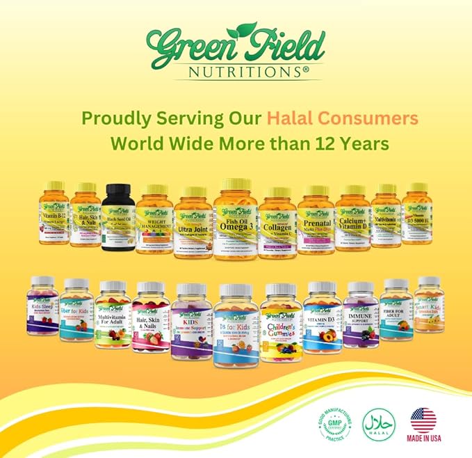 Greenfield Nutritions Halal Multivitamins for Women and Men - 60 Gelatin Free Multivitamin Tablets with 27+ Vitamin Minerals, A, B12, C, D3, Iron and Zinc - Supports Immunity Bone and Overall Health