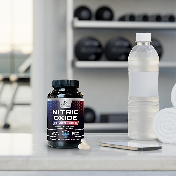 Extra Strength Nitric Oxide Supplement L Arginine 3X Strength - Citrulline Malate, AAKG, Beta Alanine - Premium Muscle Supporting Nitric Oxide Booster for Strength & Energy Supplements - 180 Capsules