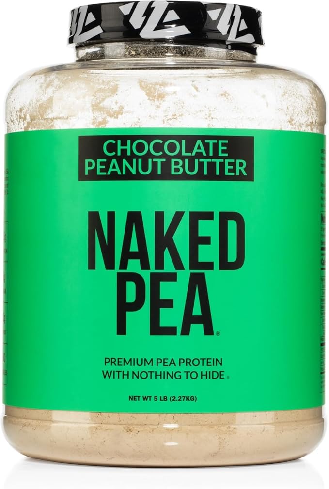 Naked Pea - Chocolate Peanut Butter Protein from US & Canadian Farms, Organic Cocoa, Organic Coconut Sugar - No GMO, No Soy, and Gluten Free, Aid Growth and Recovery - 52 Servings