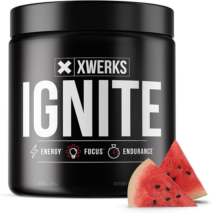 Xwerks Ignite Watermelon Pre Workout Powder - Best Natural Keto Pre-Workout for Women and Men with Explosive Energy - Gluten Free Preworkout Blend for Endurance Stamina - 150 mg Caffeine 30 Servings