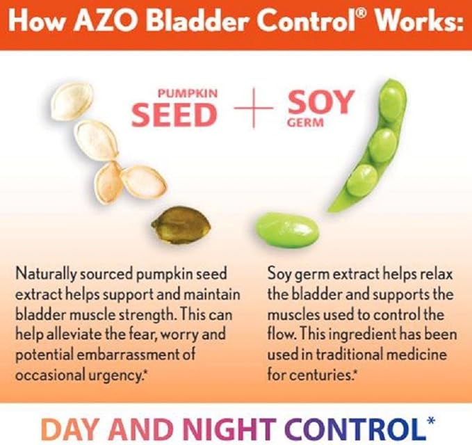 AZO Bladder Control with Go-Less Daily Supplement | Helps Reduce Occasional Urgency & Leakage | 54 Count Cranberry Urinary Tract Health | 100 Softgels