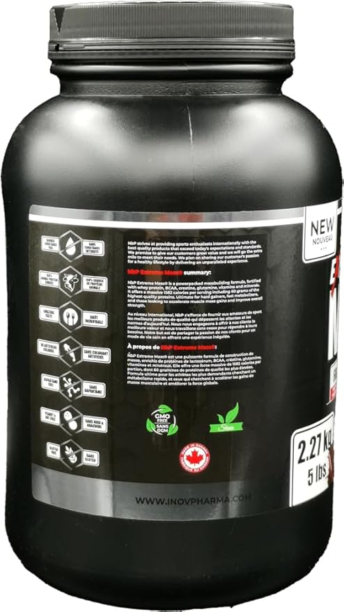 Extreme Mass Gainer Muscle Builder, 5 lbs (2.27 kg) Low Sugar high Calories for Intense Workouts