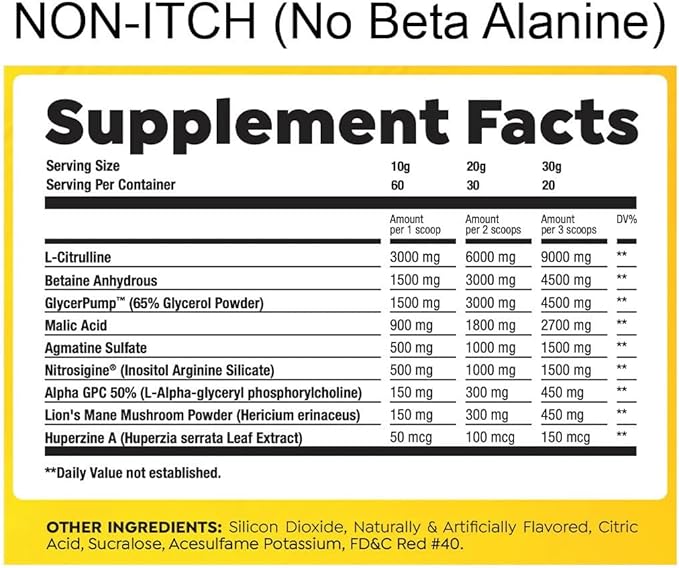 Pre-Pump by HTLT | Stim-Free Pre Workout Powder for Men & Women | Nitric Oxide Booster with 9g L-Citrulline, 450mg Alpha-GPC, & 1500mg Nitrosigine | 40 Servings, (Strawberry Margarita)