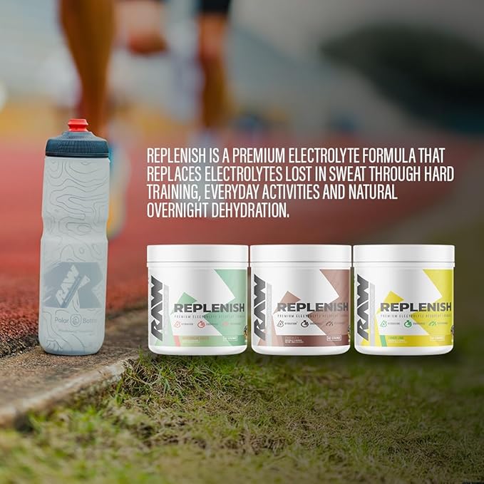 RAW Replenish Box, Premium Electrolytes Powder Recovery Formula, Chocolate (20 Sticks) - Flavored Electrolyte Drink Mix Supplement for Hydration, Replenishment, Endurance & Performance