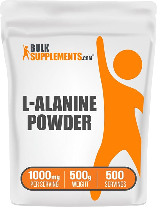 BulkSupplements.com L-Alanine Powder - Alanine Supplement, L-Alanine 1000mg - Amino Acid Supplement, Amino Acid Powder - Unflavored & Gluten Free, 500g (1.1 lbs) (Pack of 1)