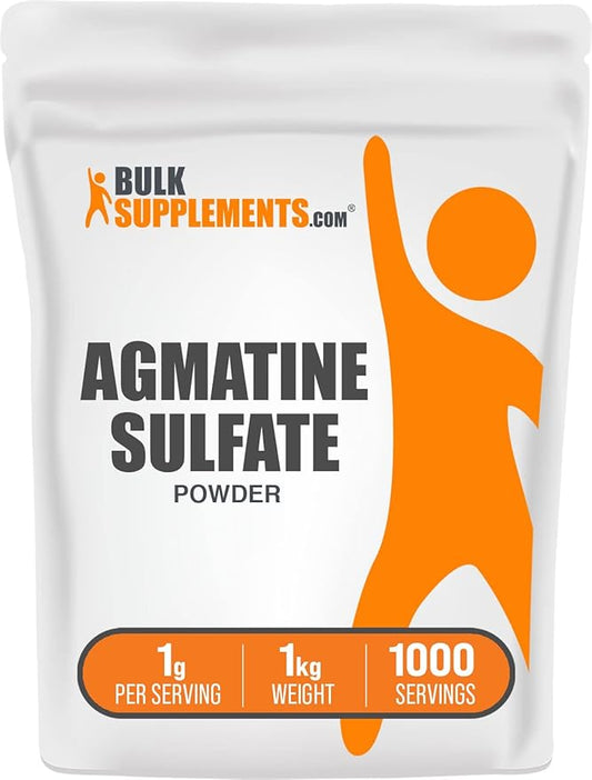 BulkSupplements.com Agmatine Sulfate Powder - Nitric Oxide Supplement, Agmatine Sulfate 1000mg - Unflavored & Gluten Free, 1000mg per Serving, 1kg (2.2 lbs) (Pack of 1)