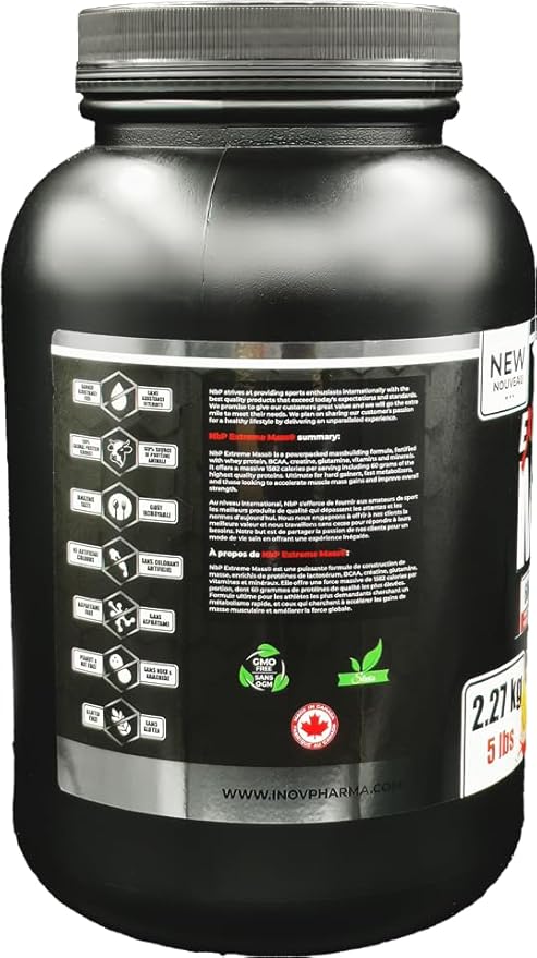 Extreme Mass Gainer Muscle Builder, 5 lbs (2.27 kg) Low Sugar high Calories for Intense Workouts