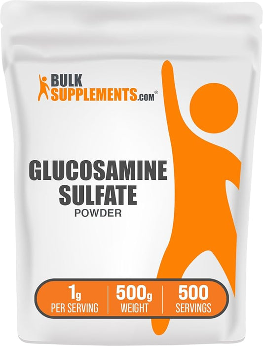 BulkSupplements.com Glucosamine Sulfate Powder - Glucosamine Supplement, Glucosamine Powder - for Joint Support, Gluten Free, 1000mg per Serving, 500g (1.1 lbs) (Pack of 1)