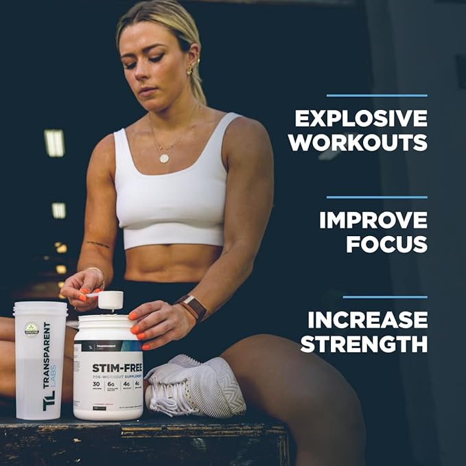 Transparent Labs Stim-Free Pre-Workout - Caffeine & Stim Free Pre Workout Powder Naturally Sweetened for Men and Women with Beta Alanine Powder, Citrulline Malate, & elevATP - 30 Servings, Peach Mango