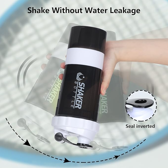 XTK Shaker Bottle Protein Shaker Bottles with Storage and Mix Ball, 16OZ Sports Water Bottle with Pill Organizer,Leak Proof Portable Shaker Bottles for Protein Mixes and Pre Work Out,BPA Free(white)