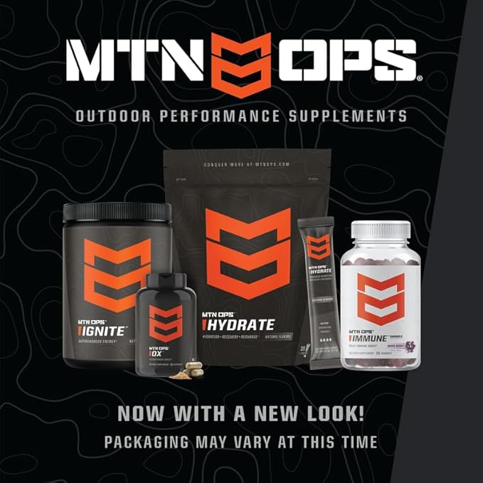 MTN OPS Hydrate Electrolytes Powder Drink Mix, 20 Single Serving On-The-Go Electrolyte Packs with Over 1000mg of Electrolytes per Serving, Strawberry Coconut