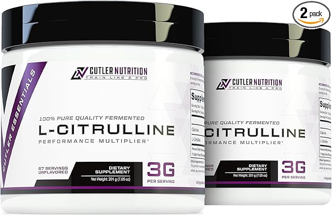 Cutler Nutrition Jay Essentials 100% Pure L-Citrulline Powder Unflavored 3g Per Serving Supports Endurance and Pumps (2 Pack)