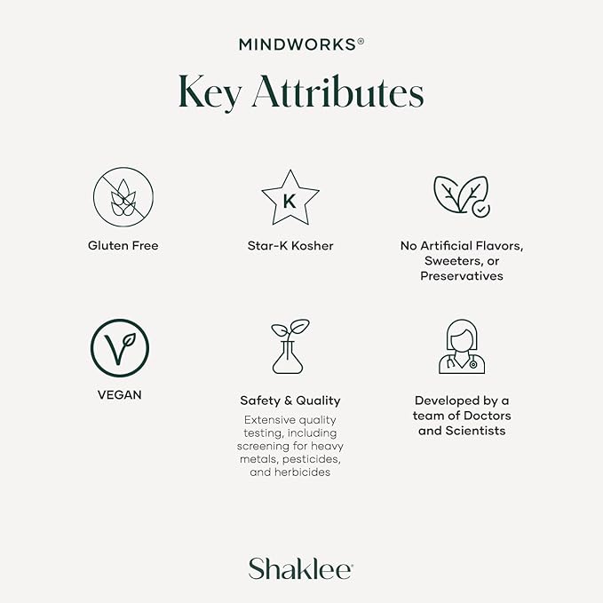Shaklee MindWorks® - Brain Health Supplement for Brain Sharpness & Focus - Supported Nutrients & Extracts - Chardonnay Grape Seed Polyphenols, Guarana Extract, Vitamins B6, B12, Folate - 30 Tablets