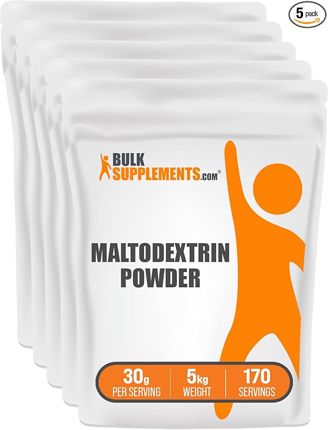 BulkSupplements.com Maltodextrin Powder - Maltodextrin Supplement for Energy Boost, Maltodextrin Food Grade - Unflavored & Gluten Free, 30g per Serving, 5kg (11 lbs) (Pack of 5)