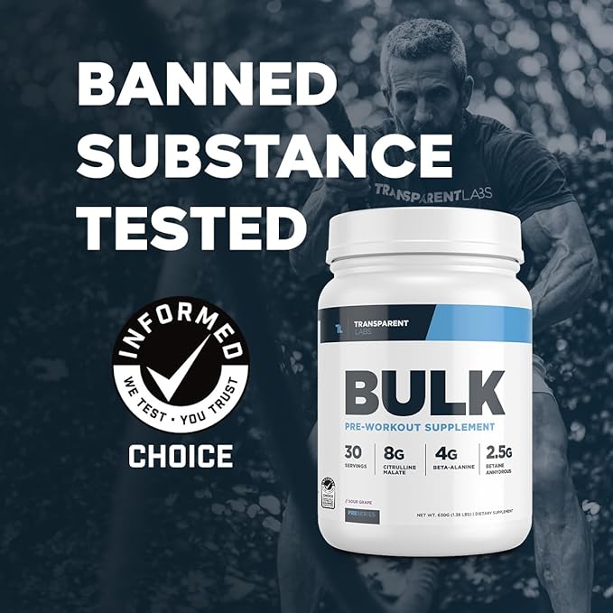 Transparent Labs Bulk Pre Workout Powder - Naturally Sweetened Advanced Pre-Workout Formula for Muscle Building and Strength - 30 Servings, Watermelon