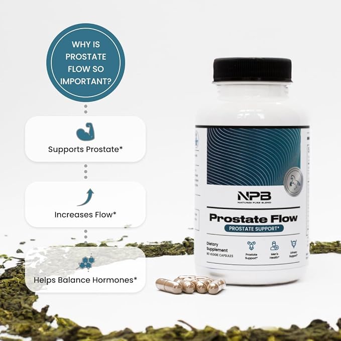 Nature's Pure Blend Prostate Flow Prostate Support - Men's Health - Urinary Support - 90 Caps - Organic Saw Palmetto - Turmeric (95% Curcuminoids) - Green Tea Leaf - Cranberry - Prostate Flow