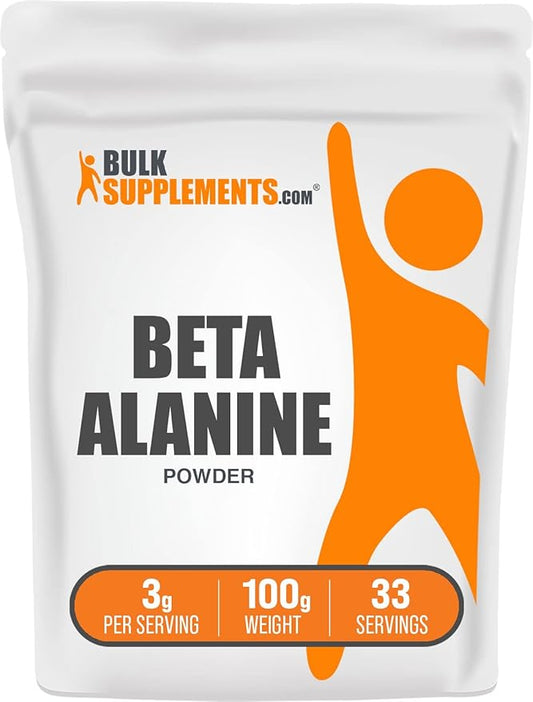 BulkSupplements.com Beta Alanine Powder - Beta Alanine Supplement, Beta Alanine Pre Workout, Beta Alanine 3000mg - Unflavored & Gluten Free, 3g per Serving, 100g (3.5 oz) (Pack of 1)