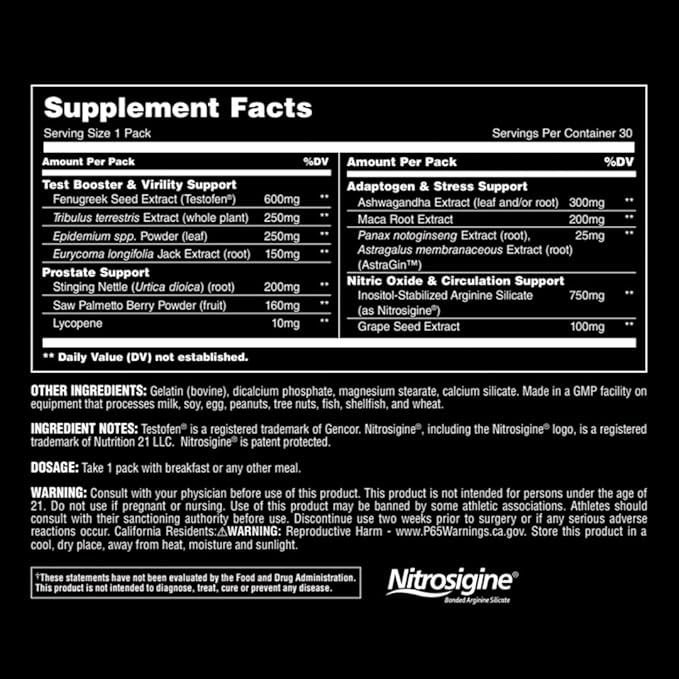 Animal TNT+ - Mens Support, Prostate Support, Adaptogen & Stress Support, Nitric Oxide