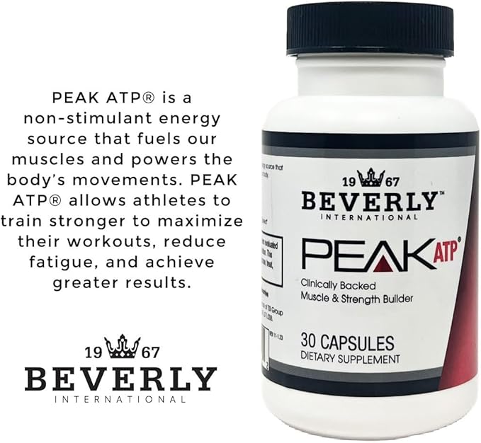 Beverly International Peak ATP® - Unlock Your Competitive Edge - PRE-Workout. Non-Stimulant Energy Source. Fuels Your Muscle. Increase Power, Strength, Muscle Mass, Reduce Fatigue, 30 Caps