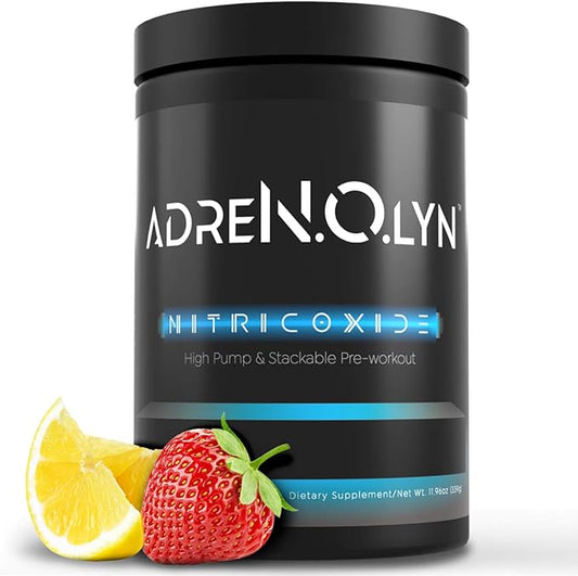 BLACKMARKET AdreNOlyn Stim Free Pre Workout - Caffeine Free Flavored Powdered Drink Mix for Men & Women, Nitric Oxide Booster, Non Stimulant (Strawberry Lemonade, 25 Servings)