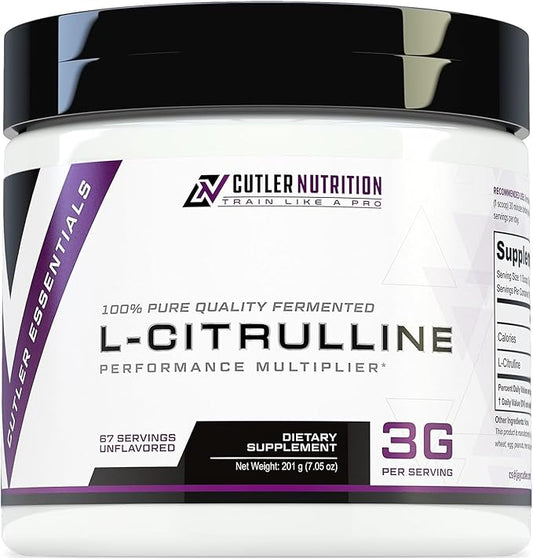 Cutler Nutrition Jay Essentials 100% Pure L-Citrulline Powder Unflavored 3g Per Serving Supports Endurance and Pumps (67 Servings)