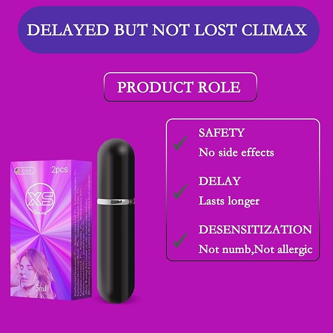 XS Spray - Enhancers - Desensitizing Delay Spray for Men clinically Proven to Help You Last Longer in Bed - Delay Without Losing Pleasure - Delay Sprayer, 5ml (2PC)