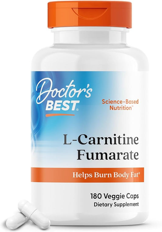 Doctor's BEST L-Carnitine Fumarate contains Biosint L-Carnitine Fumarate (500 Mg), Heart Health, Non GMO, Gluten-Free, Vegan, Soy-Free, 180 Veggie Caps