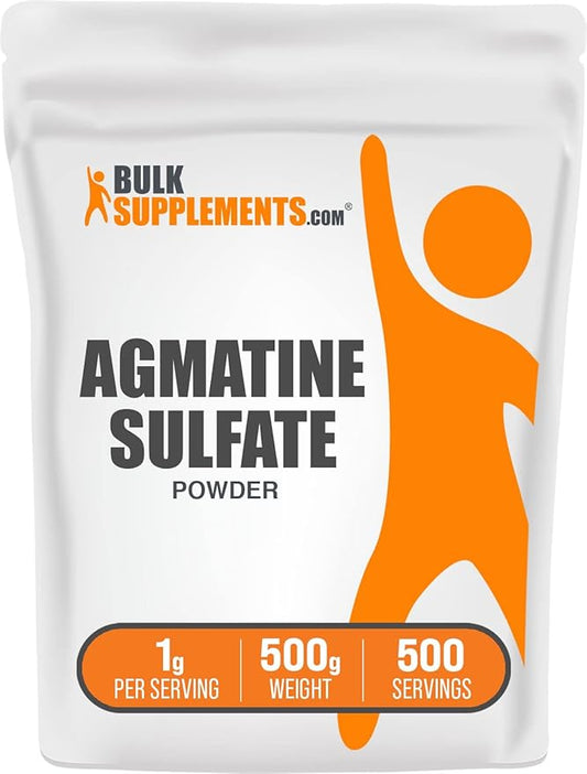 BulkSupplements.com Agmatine Sulfate Powder - Nitric Oxide Supplement, Agmatine Sulfate 1000mg - Unflavored & Gluten Free, 1000mg per Serving, 500g (1.1 lbs) (Pack of 1)
