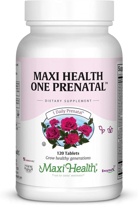 Maxi Health One Prenatal - Womens Prenatal Vitamins with Iron - Enhanced Absorption & Bioavailability - Daily Multivitamin for Women - Multi Vitamin & Mineral Supplement for Adults - 120 Capsules