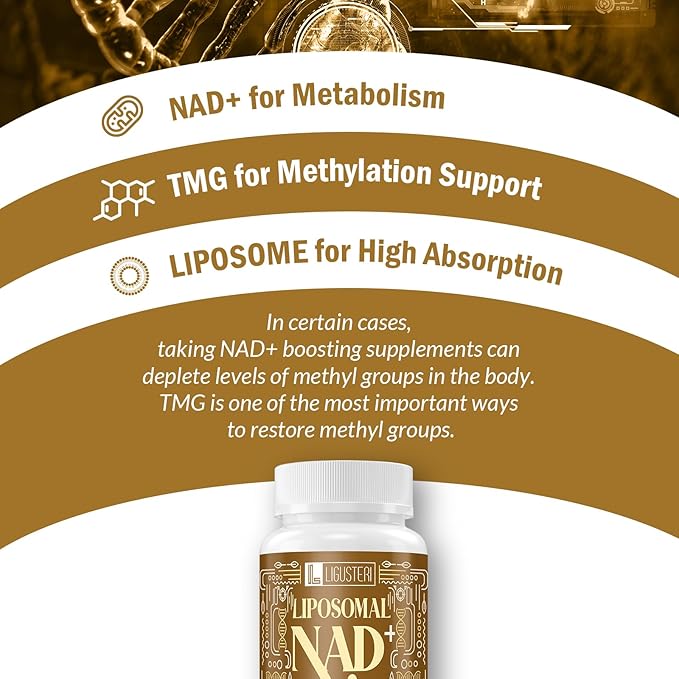 NAD Supplement 1500MG, Liposomal NAD+ Supplement with TMG, 98%+ Absorption, Pure NAD Plus, Non-GMO Aging Defense, Cellular Energy, Heart & Brain Function, Longevity, 180 Softgels